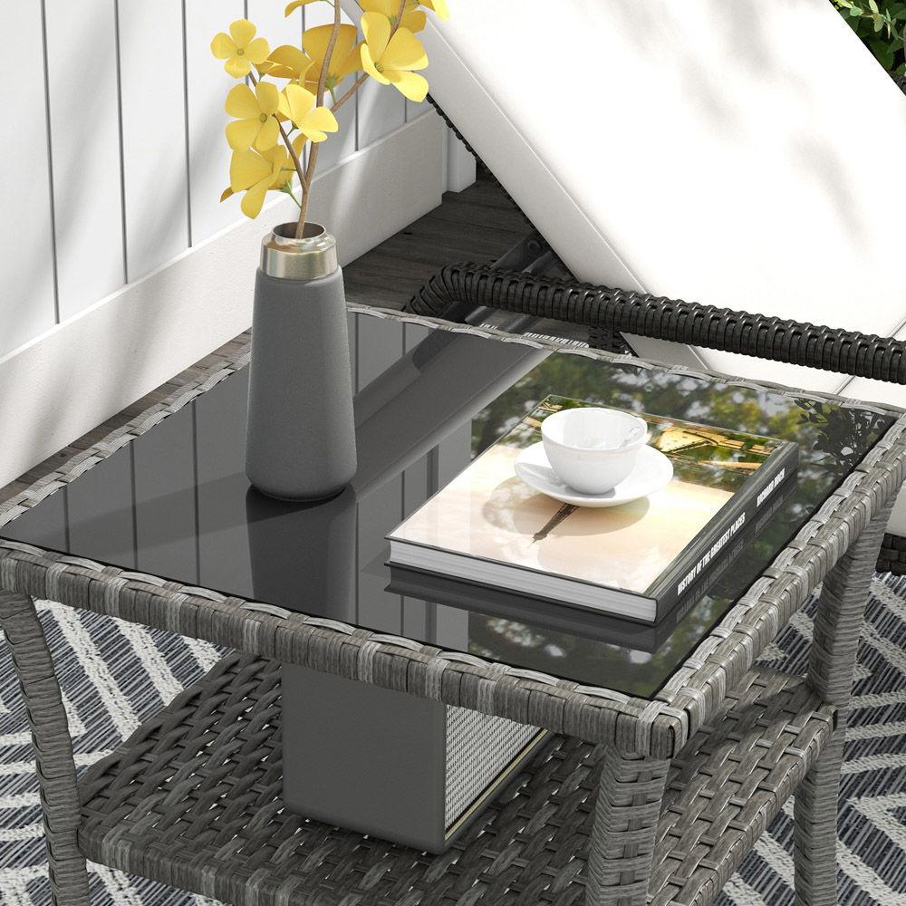Outsunny Grey PE Rattan Coffee Table Image 3