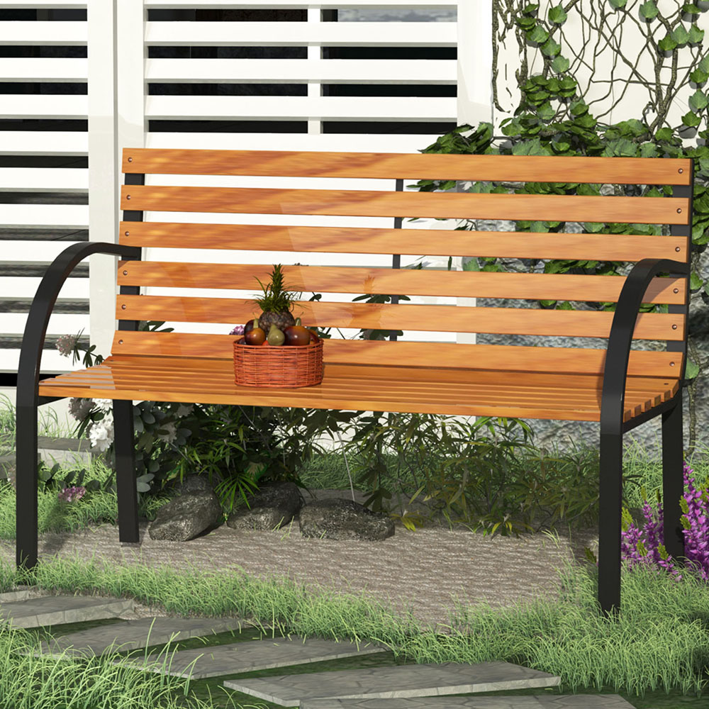 Outsunny 2 Seater Wooden Love Chair Garden Bench Image