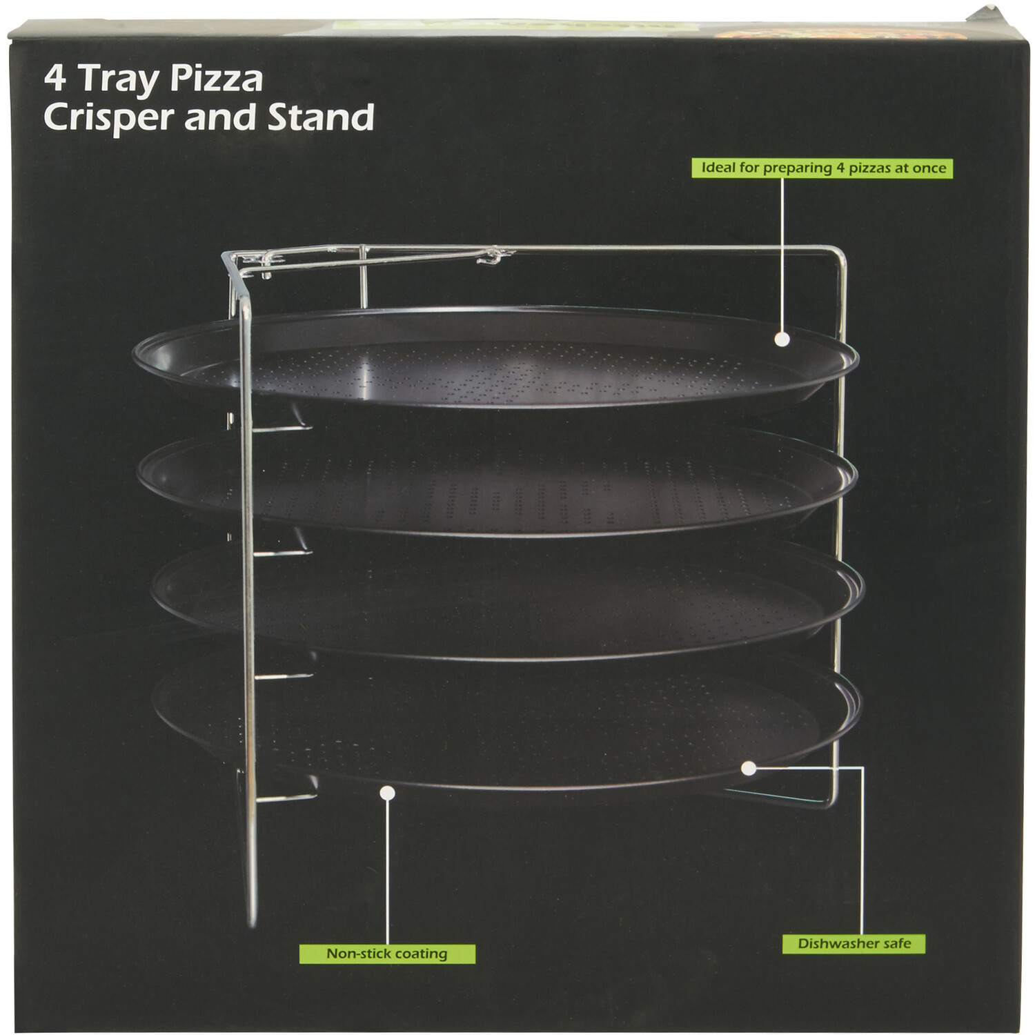 4 Tray Pizza Crisper and Stand - Black Image 2