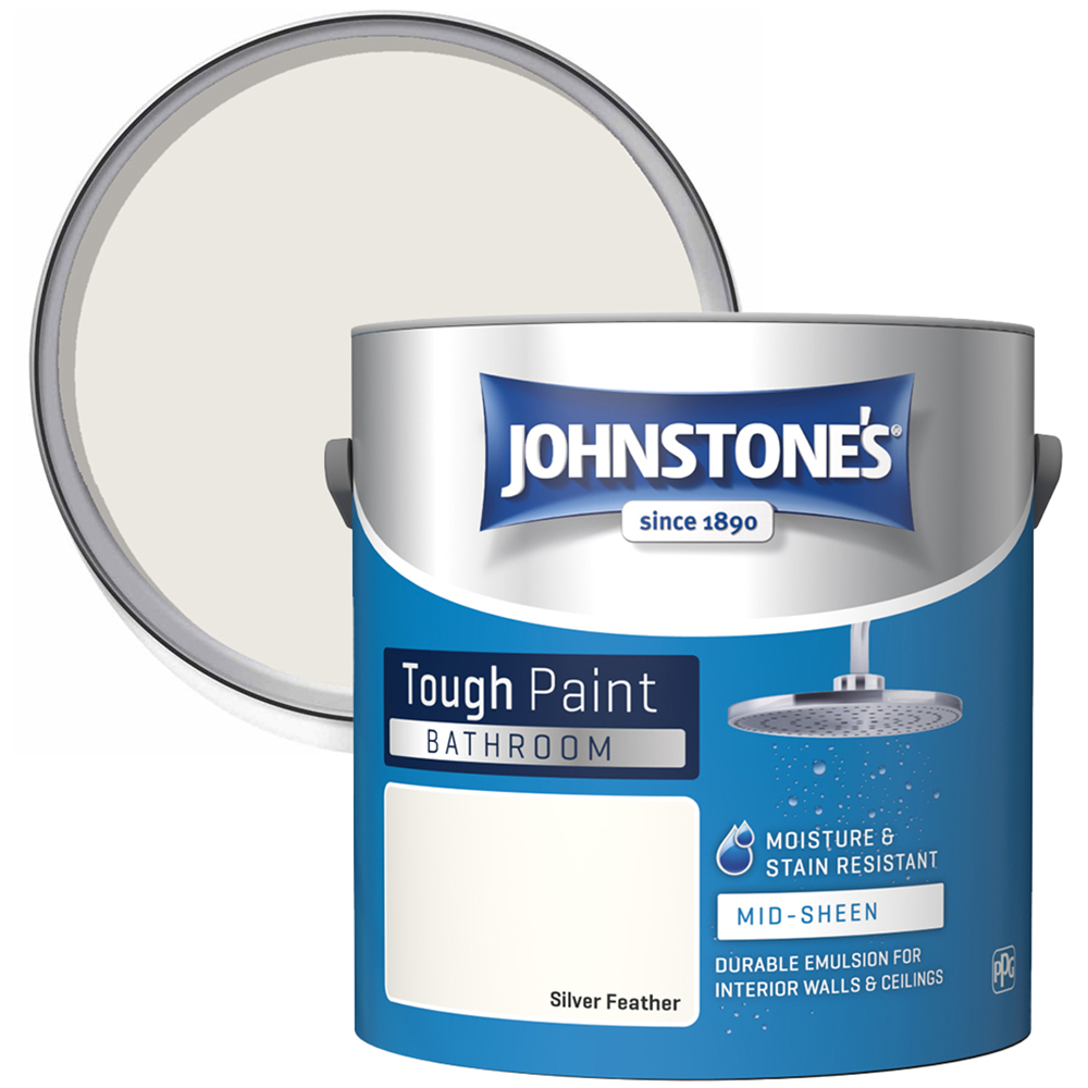 Johnstone's Bathroom Silver Feather Mid Sheen Emulsion Paint 2.5L Image 1