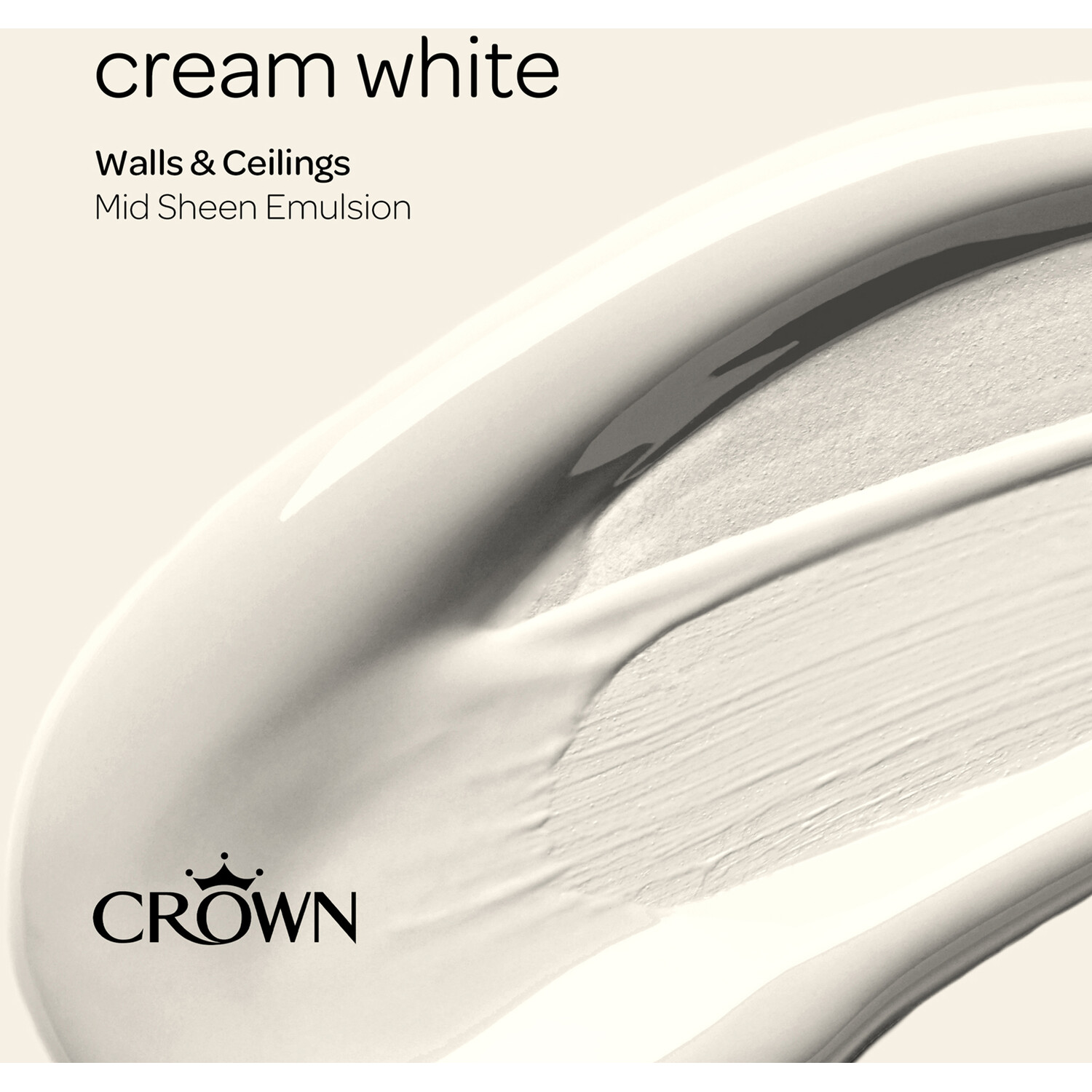 Crown Walls & Ceilings Cream White Mid Sheen Emulsion Paint 2.5L Image 4