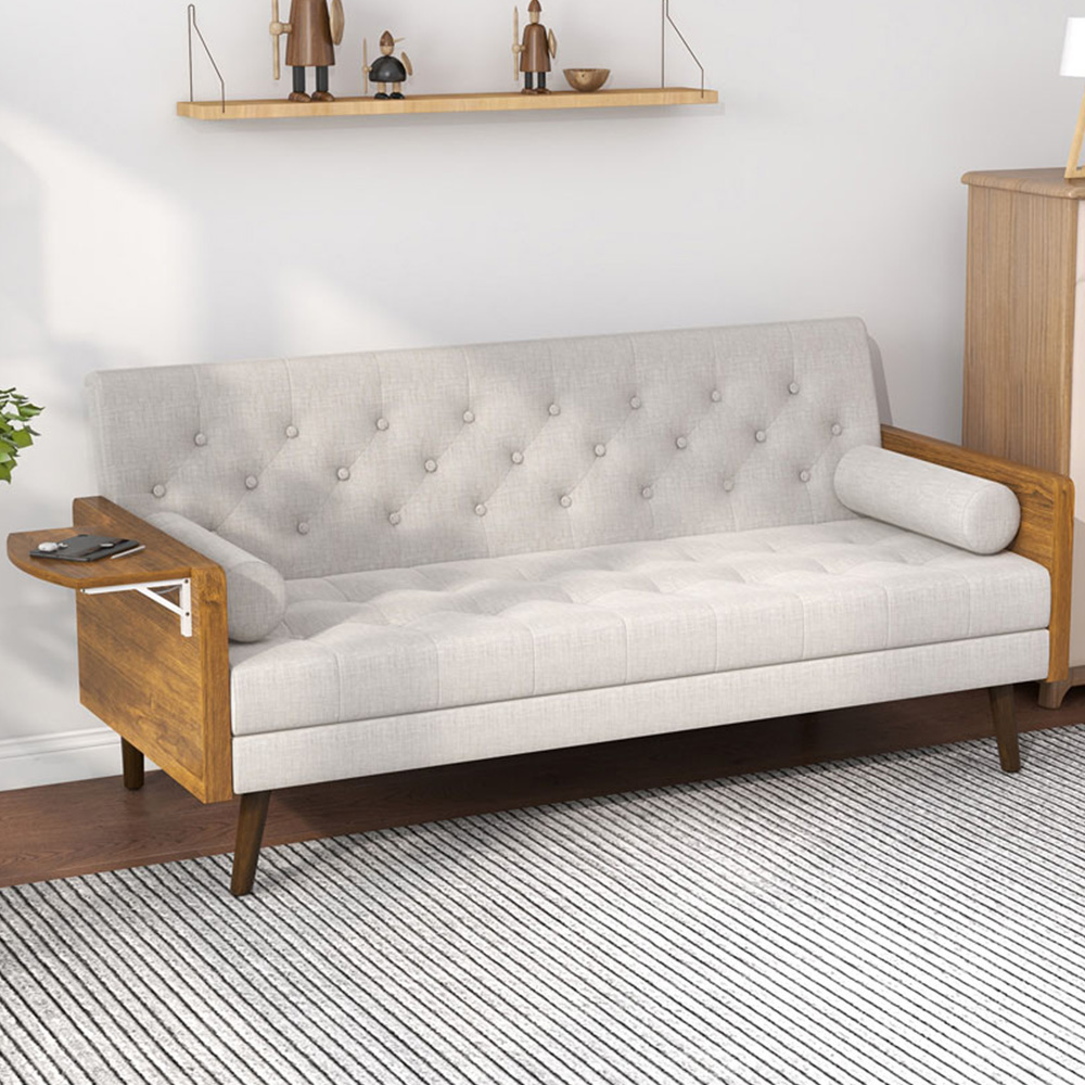 Portland Single Beige Sofa Bed Image 1