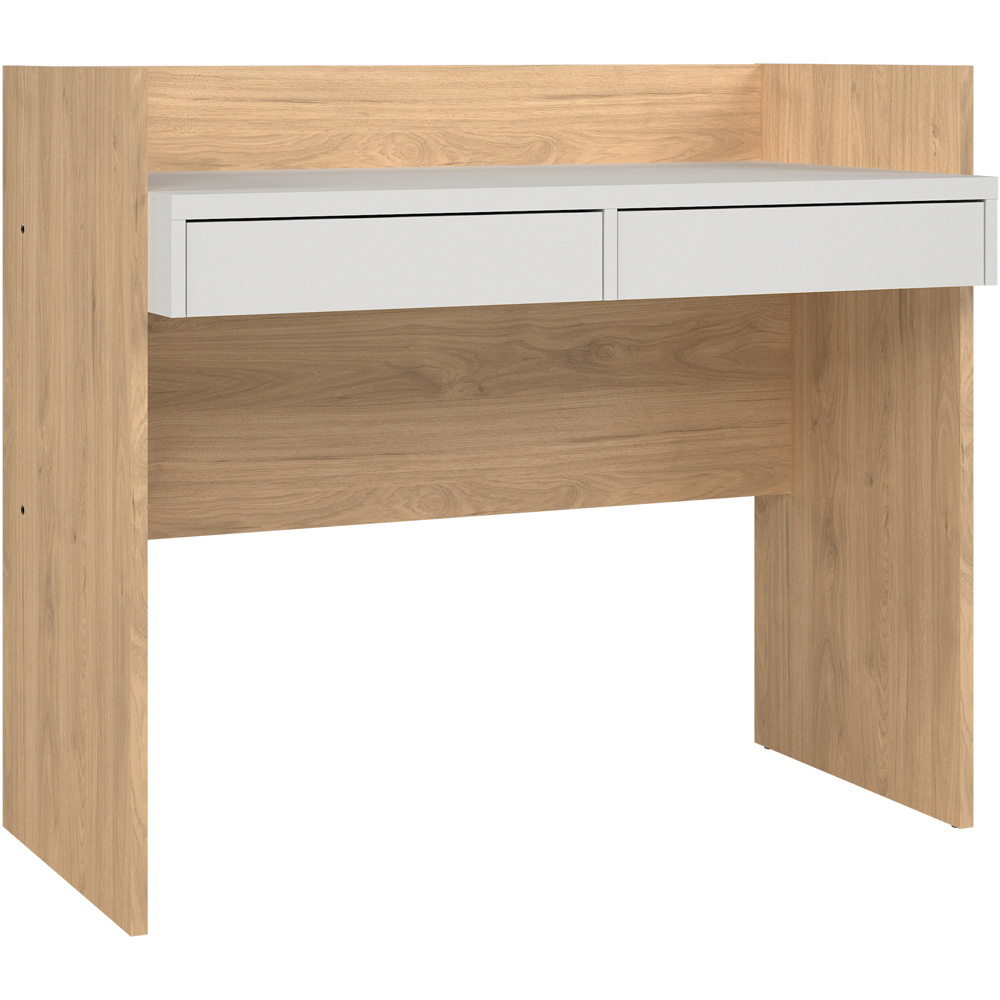 Florence Function Plus 2 Drawer Desk Jackson Hickory and White Image 2