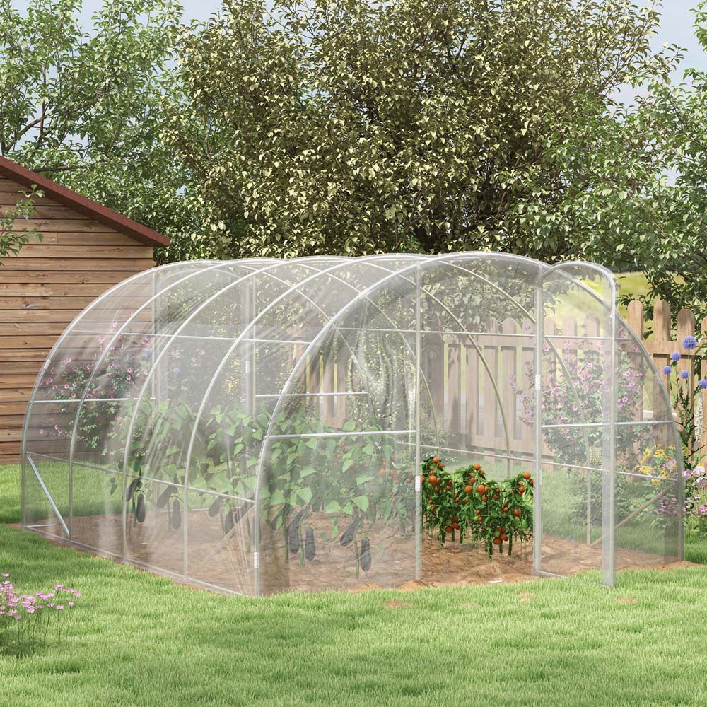 Outsunny Clear PE Steel 9.8 x 13ft Polytunnel Greenhouse Image 2