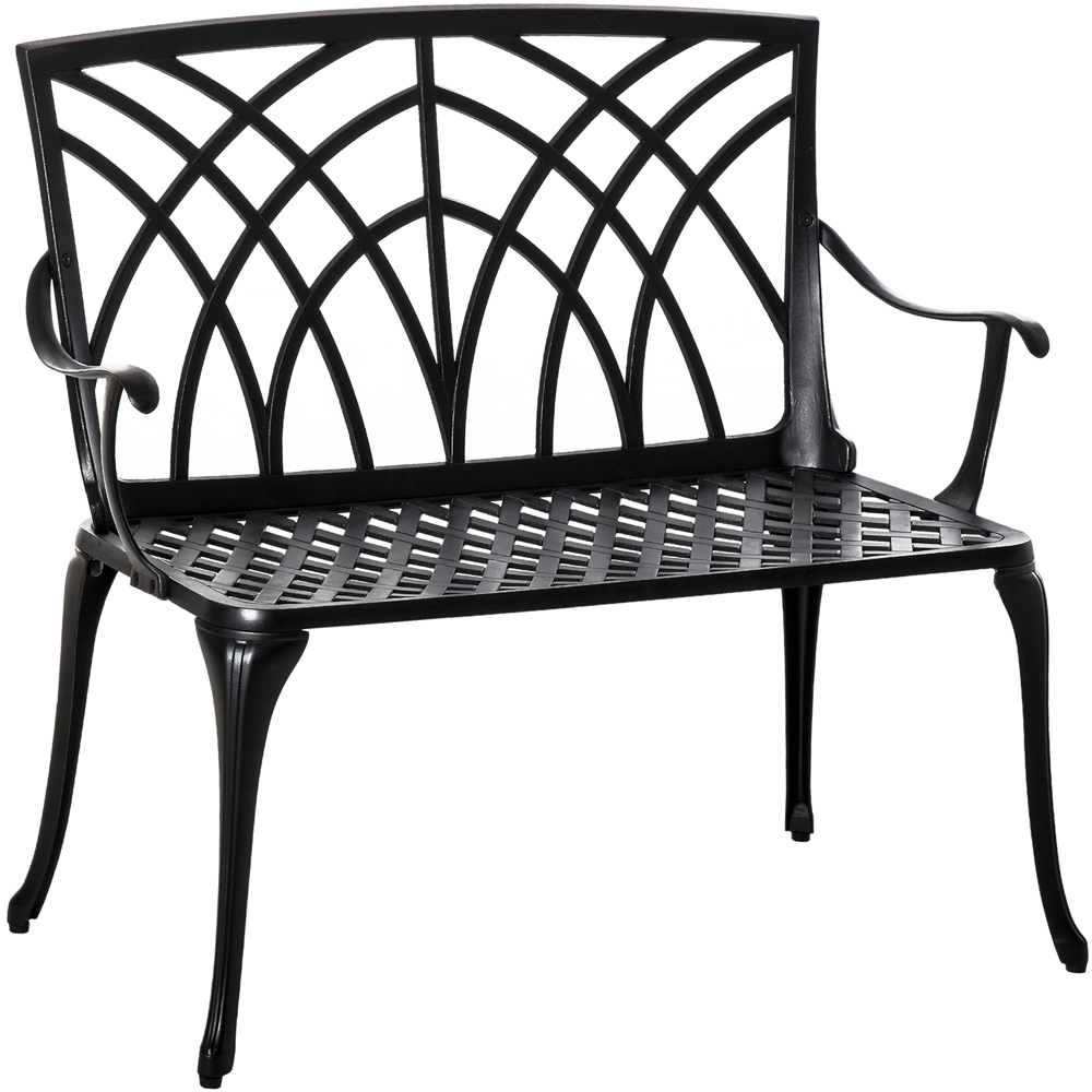 Outsunny 2 Seater Black Decorative Aluminium Loveseat Bench Image 2