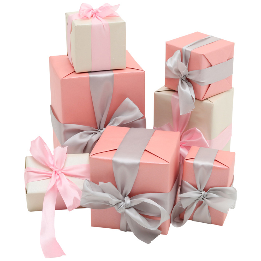 Living and Home Pink Ribbon Gift Boxes Set 7 Piece Image 1