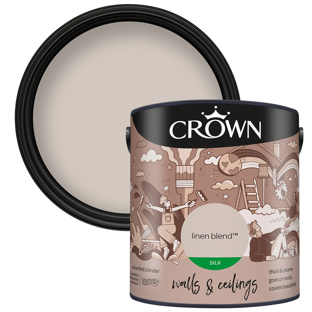 Crown Walls & Ceilings Linen Blend Silk Emulsion Paint 2.5L Image 1