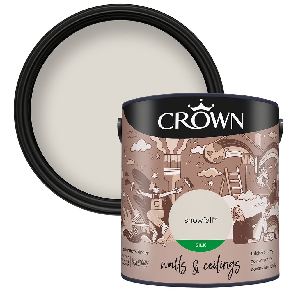 Crown Breatheasy Walls & Ceilings Snowfall Silk Emulsion Paint 2.5L Image 1