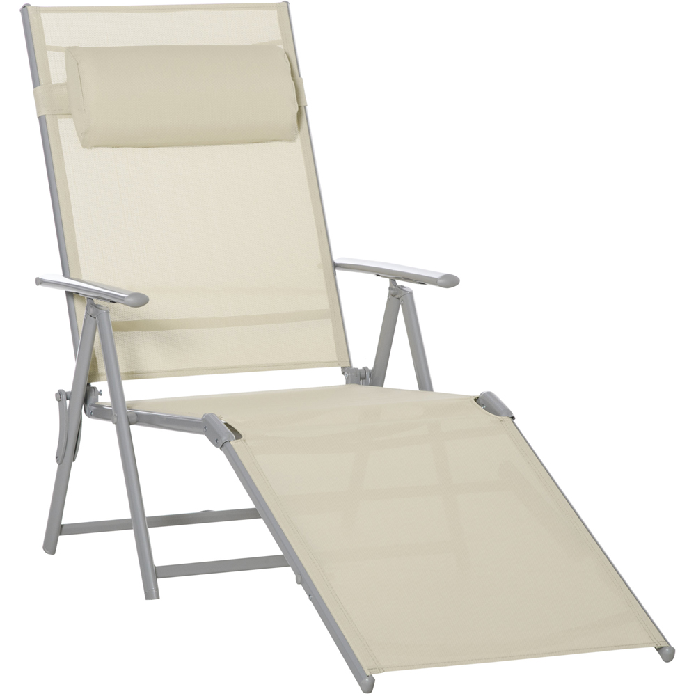Outsunny Beige 7 Level Adjustable Folding Recliner Chair Image 2
