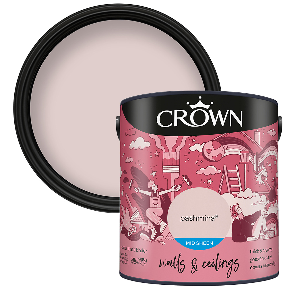 Crown Walls & Ceilings Pashmina Mid Sheen Emulsion Paint 2.5L Image 1