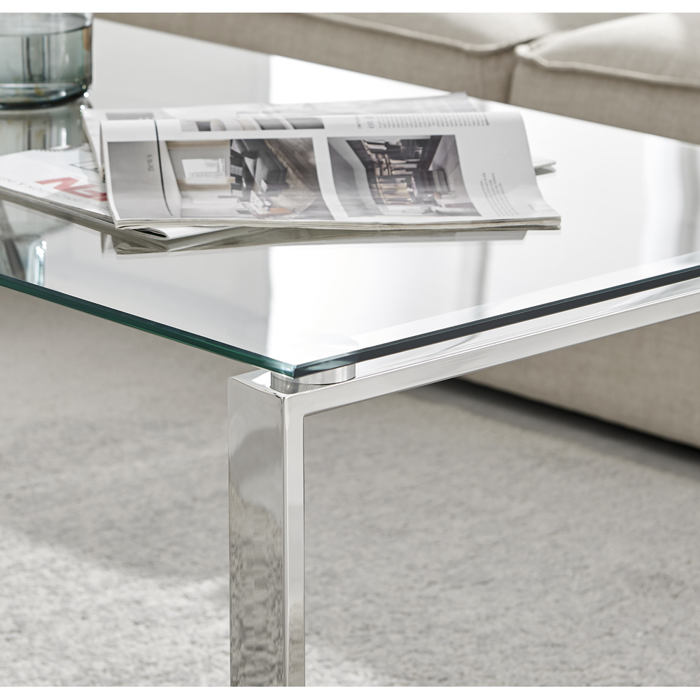 Furniturebox Havana Clear Glass and Chrome Coffee Table Image 3