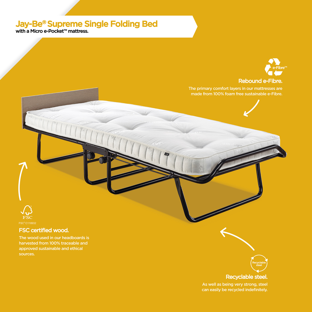 Jay-Be Supreme Single Automatic Folding Bed with Micro e-Pocket Sprung Mattress Image 9