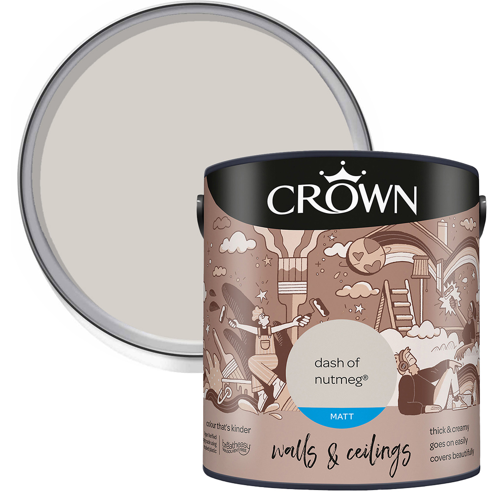 Crown Breatheasy Walls & Ceilings Dash of Nutmeg Matt Emulsion Paint 2.5L Image 1