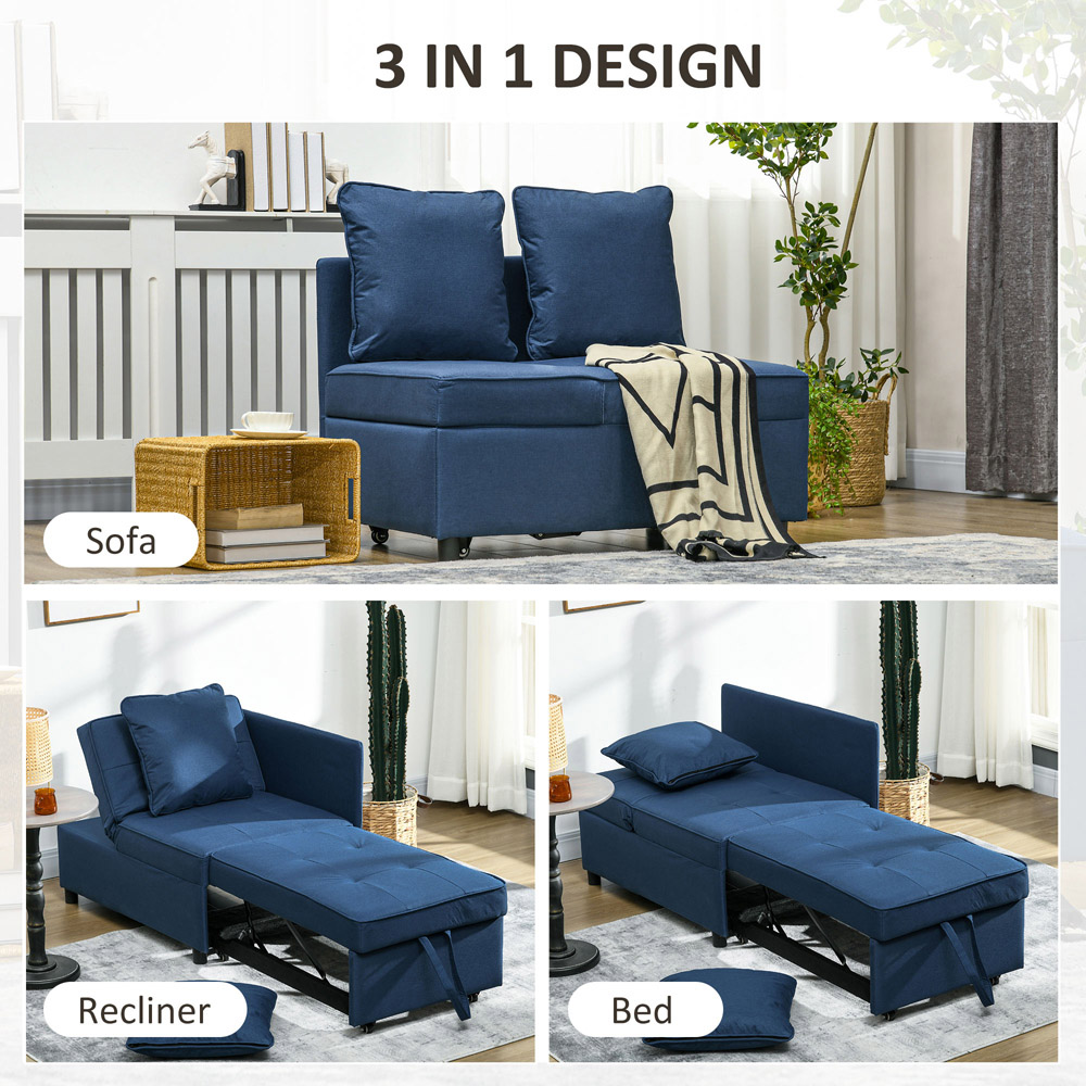Portland Blue Single Sleeper Recliner Sofa Bed Image 5