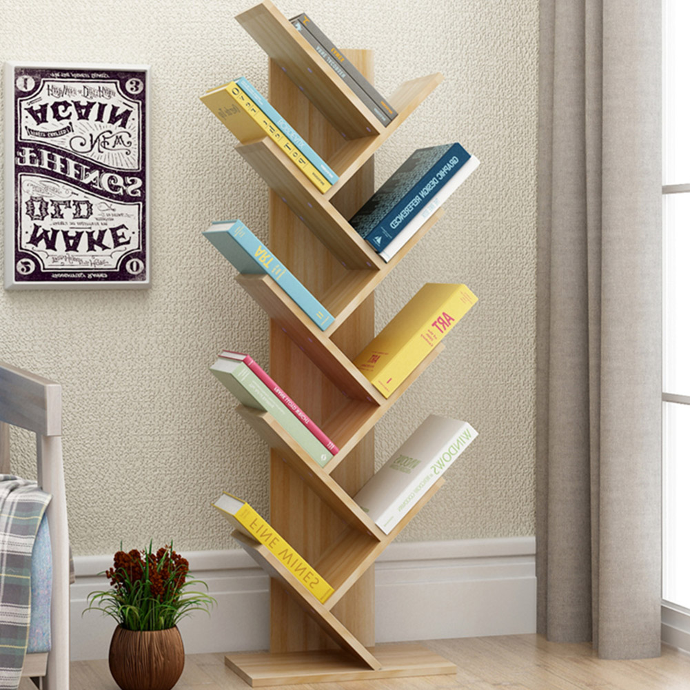 Living and Home 9 Shelf Natural Tree Shaped Bookshelf Image 1