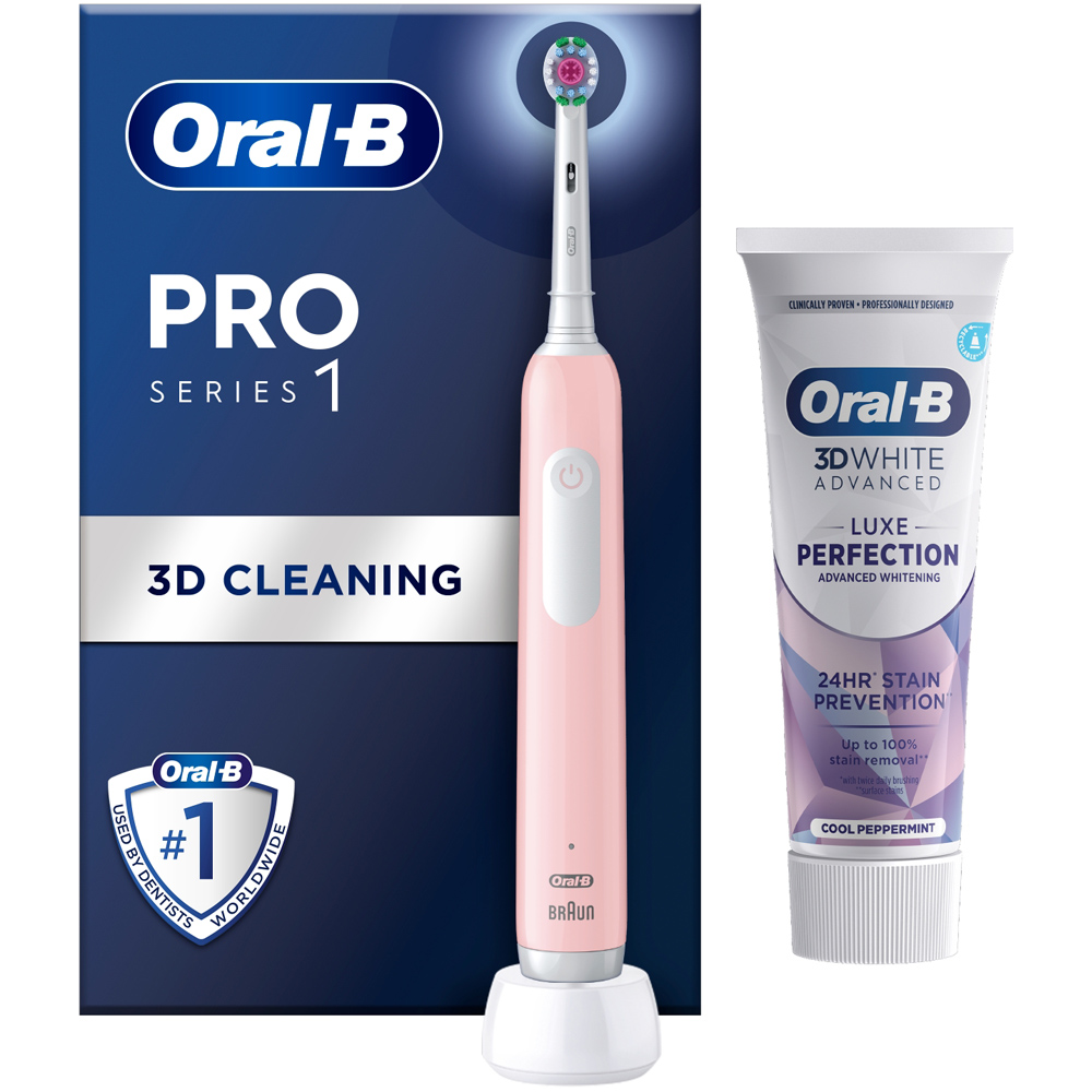 Oral-B Pro Series 1 3D White Pink Electric Toothbrush with Paste Image 2