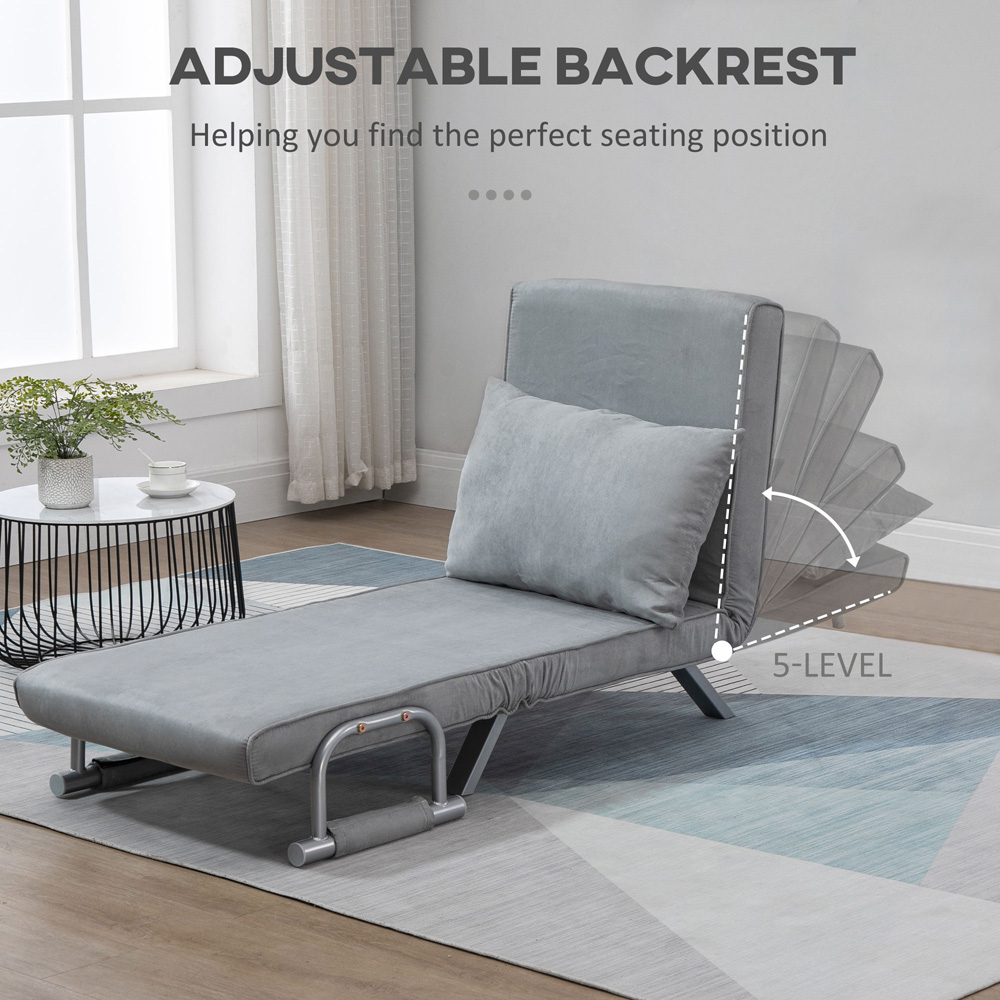 Portland Single Sleeper Light Grey Foldable Sofa Bed Image 5