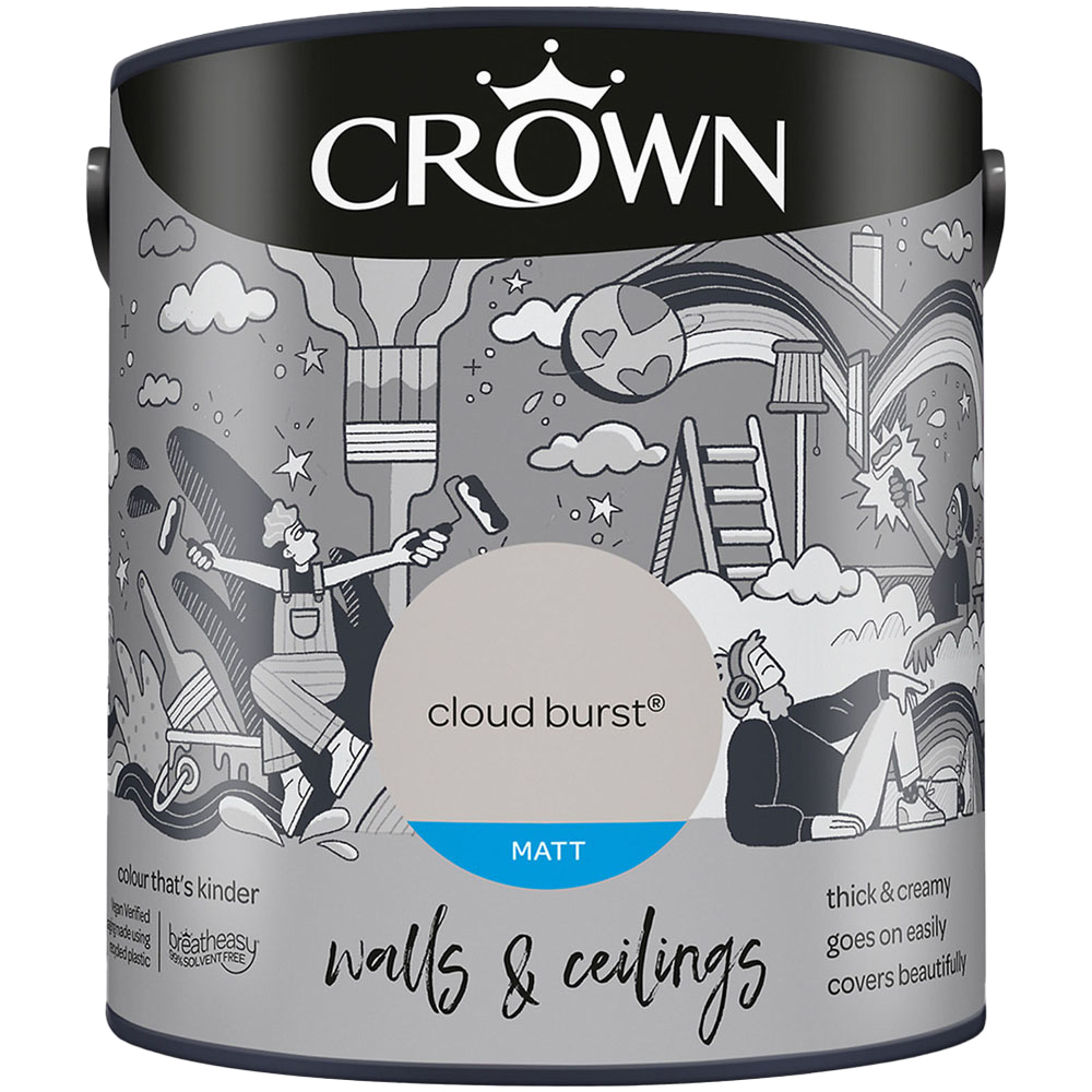 Crown Breatheasy Walls & Ceilings Cloud Burst Matt Emulsion Paint 2.5L Image 2