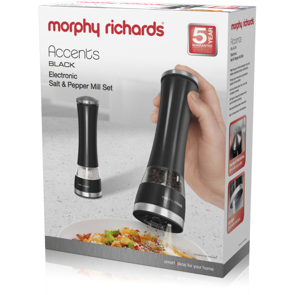 Morphy Richards Black Electronic Salt and Pepper Mill Image 3