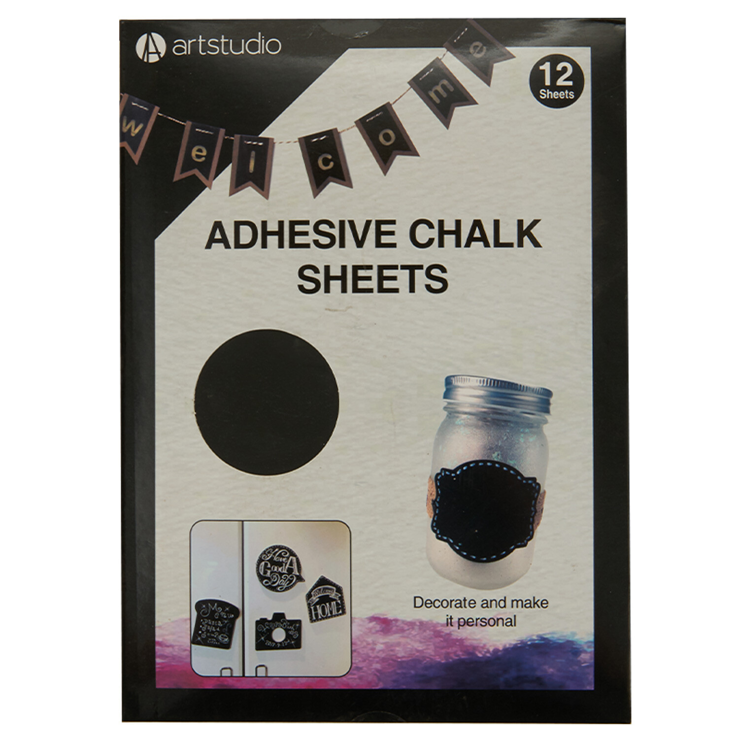 Art Studio Adhesive Chalk Sheets 12 Pack Image 1