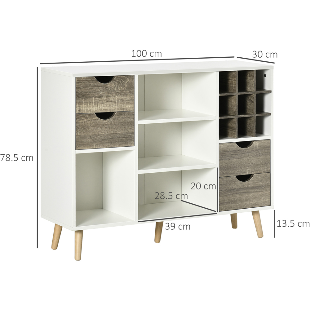 Portland Modern Kitchen Sideboard Buffet Table with Wine Rack Image 7