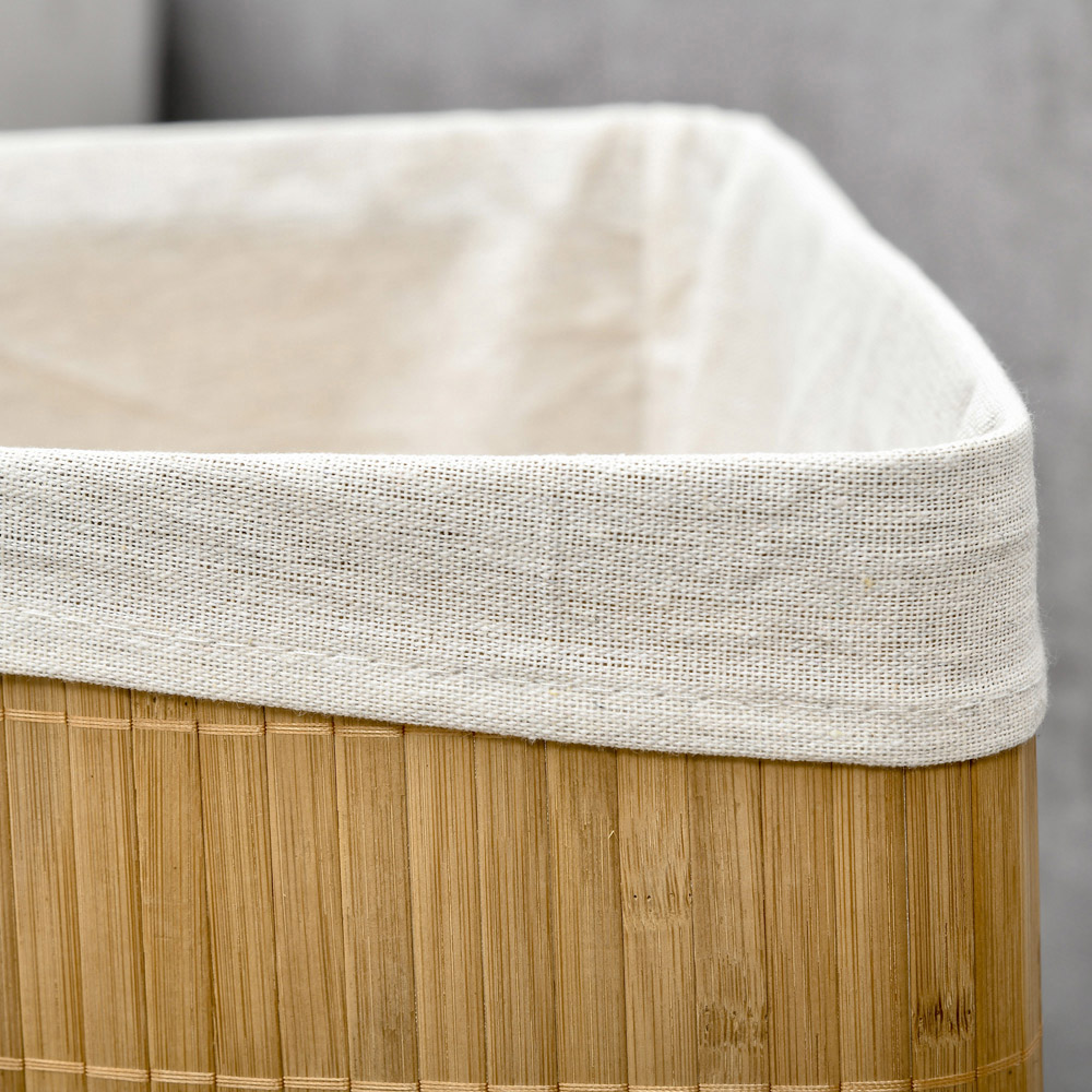 HOMCOM Natural Bamboo Laundry Basket with Lid Image 3