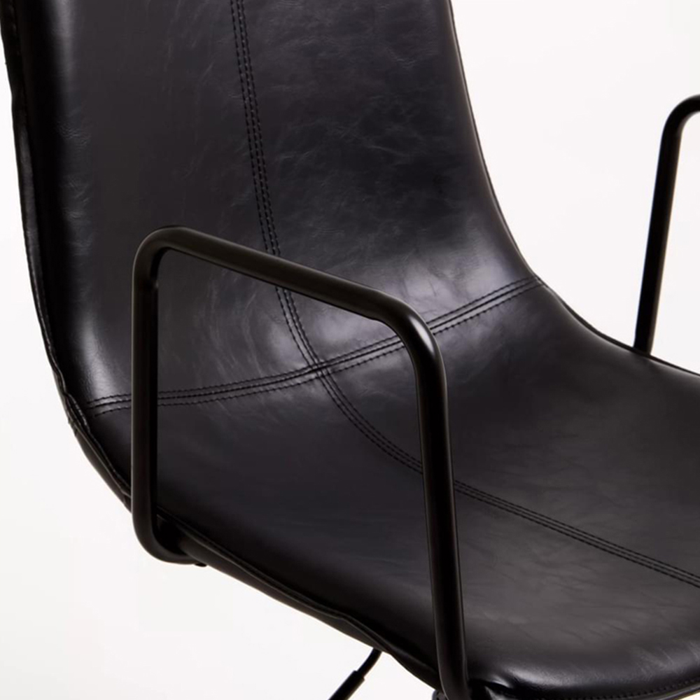 Premier Housewares Branson Black Leather Swivel Office Chair Image 6