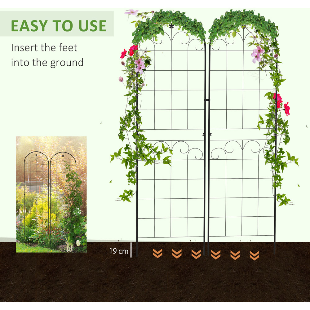 Outsunny Metal Floral Design Trellis Frames Garden Planter 2 Pack Image 5