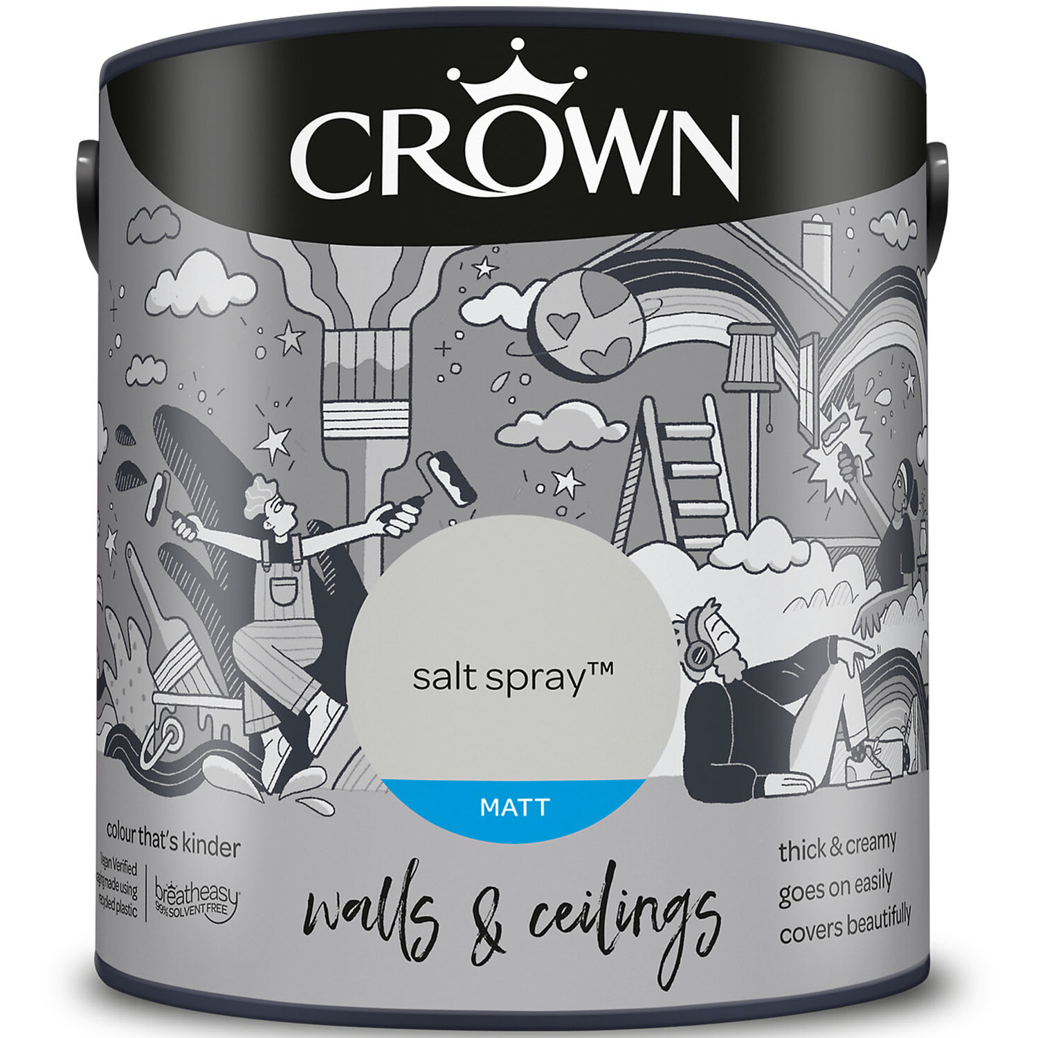 Crown Walls & Ceilings Salt Spray Matt Emulsion 2.5L Image 2