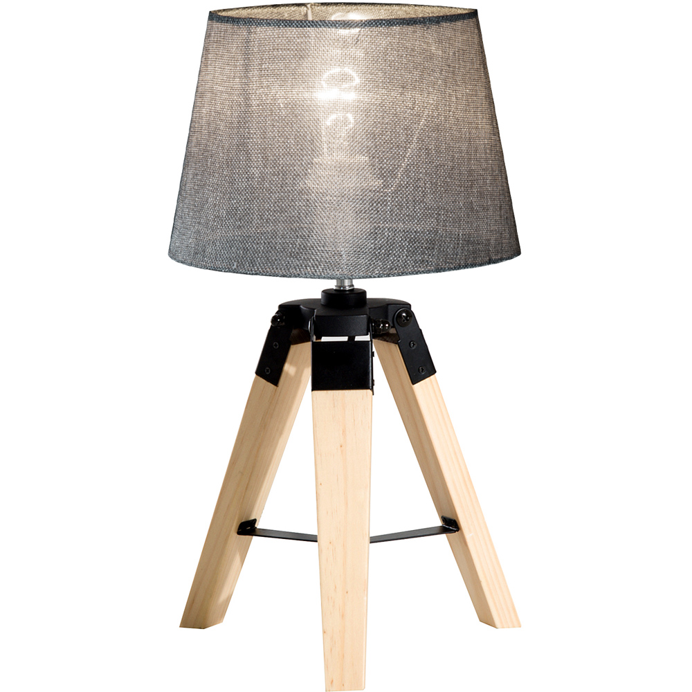 HOMCOM Grey Wooden Tripod Table Lamp Image 1