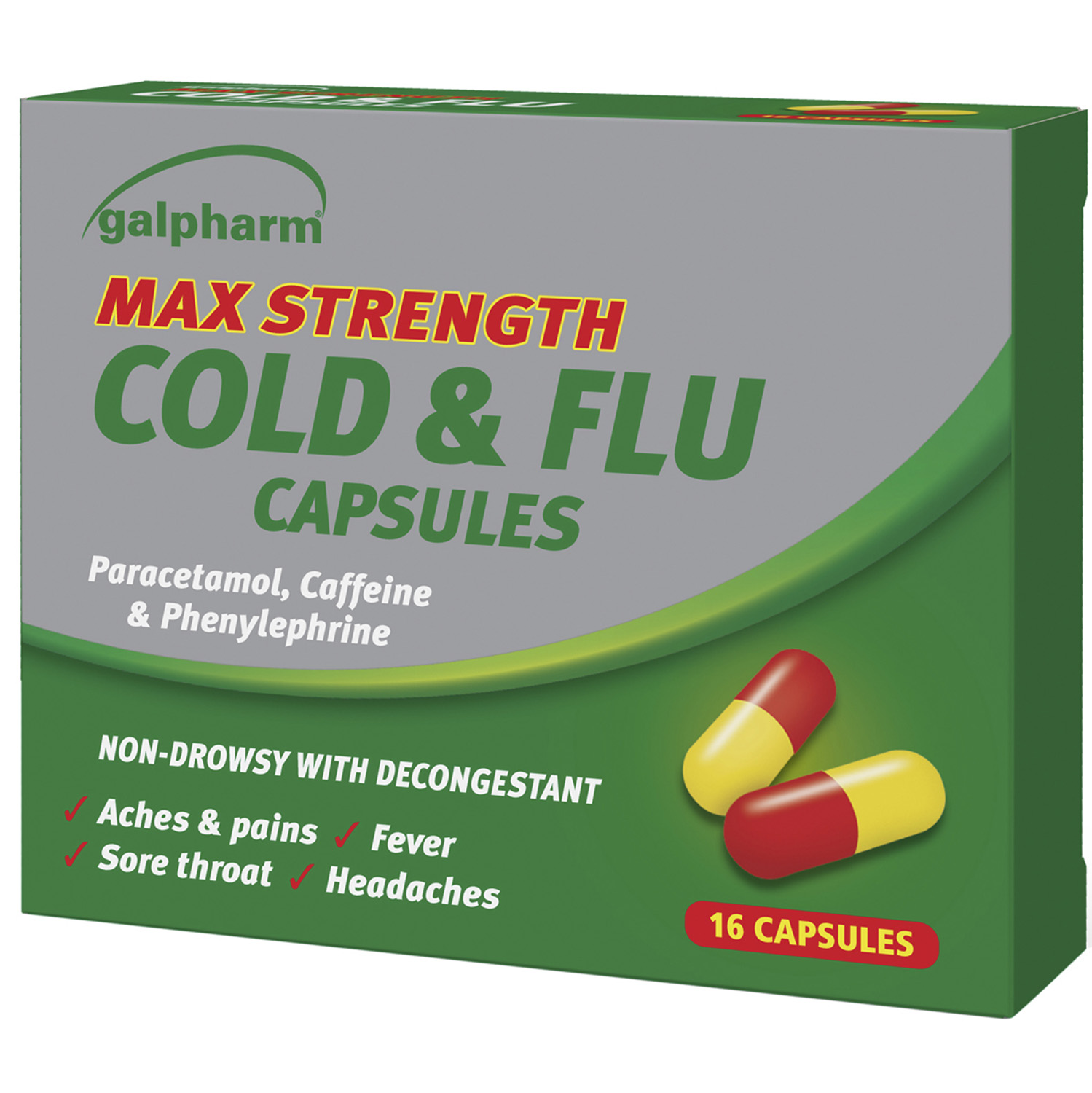 Galpharm Max Strength Cold & Flu Capsule 16 Pack Image