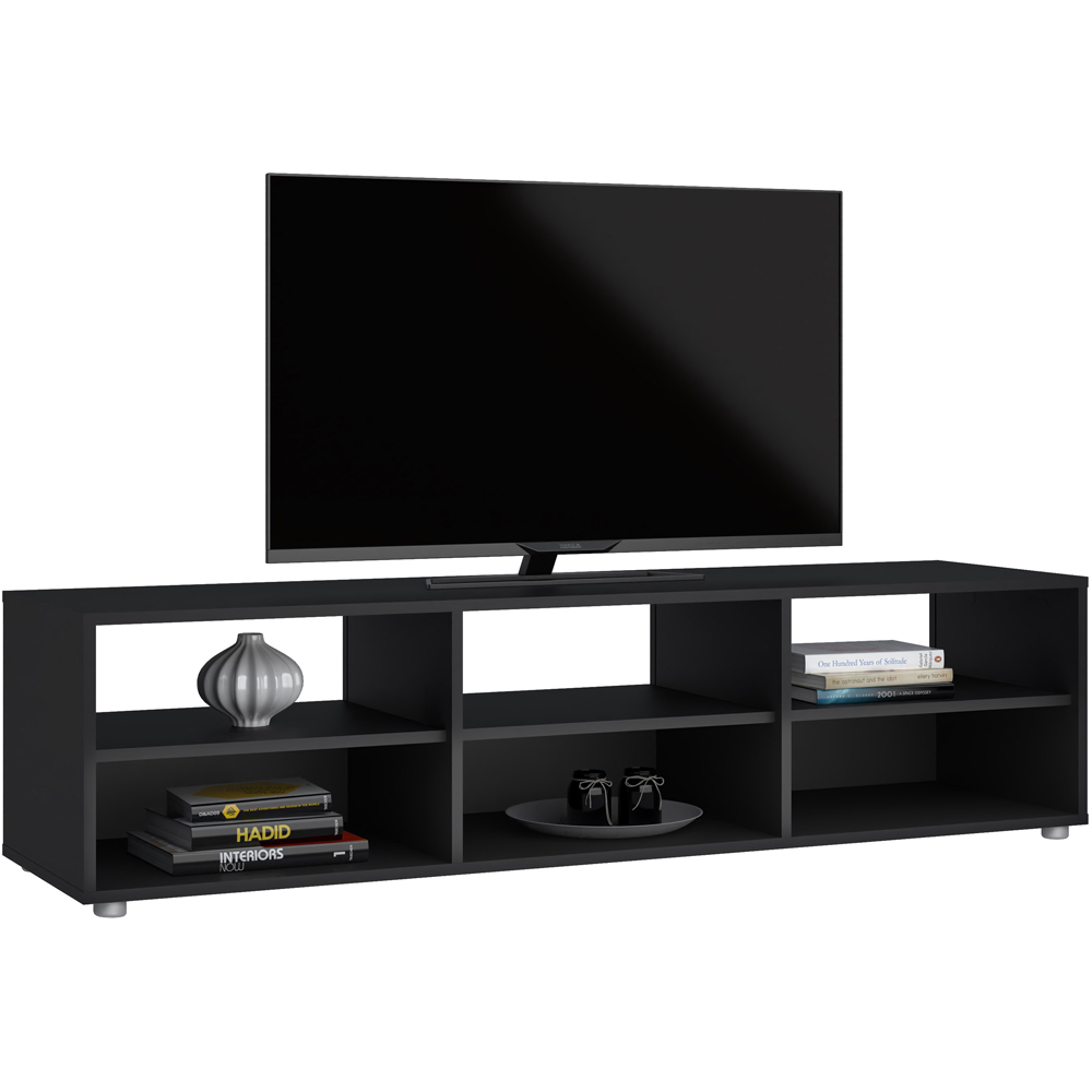 Furniture To Go Media 6 Shelf Black TV Unit Image 6