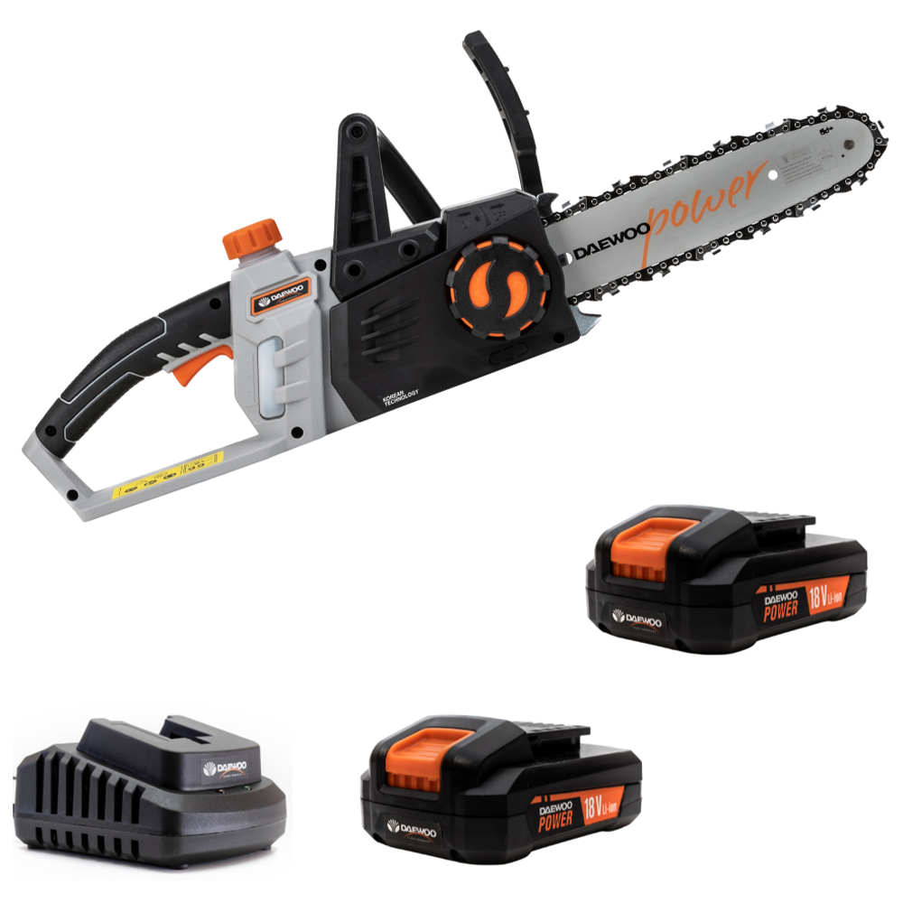 Daewoo U-Force Cordless Chainsaw with 2 x 2.0Ah Battery Charger 25cm Image 1