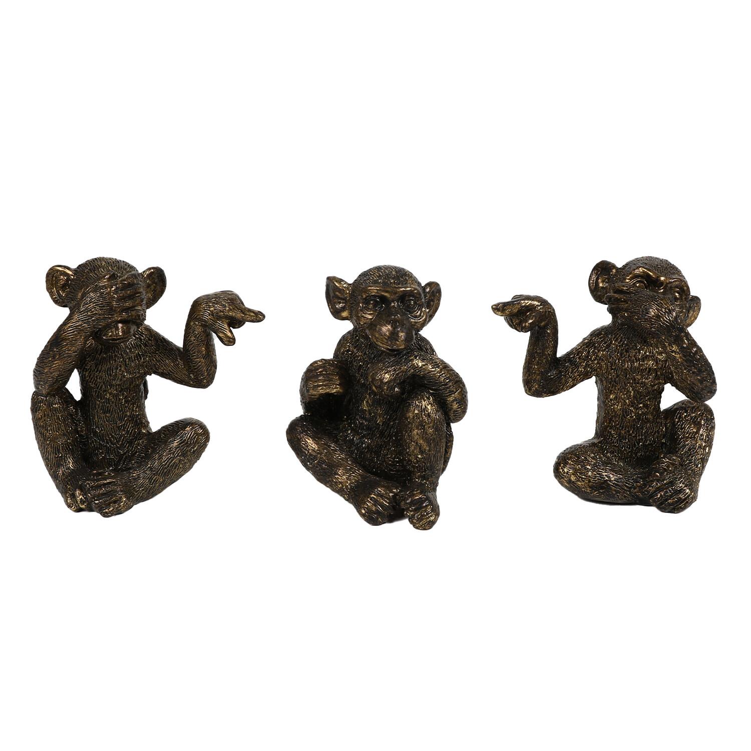Set of 3 Monkey Ornaments - Brass Image 1