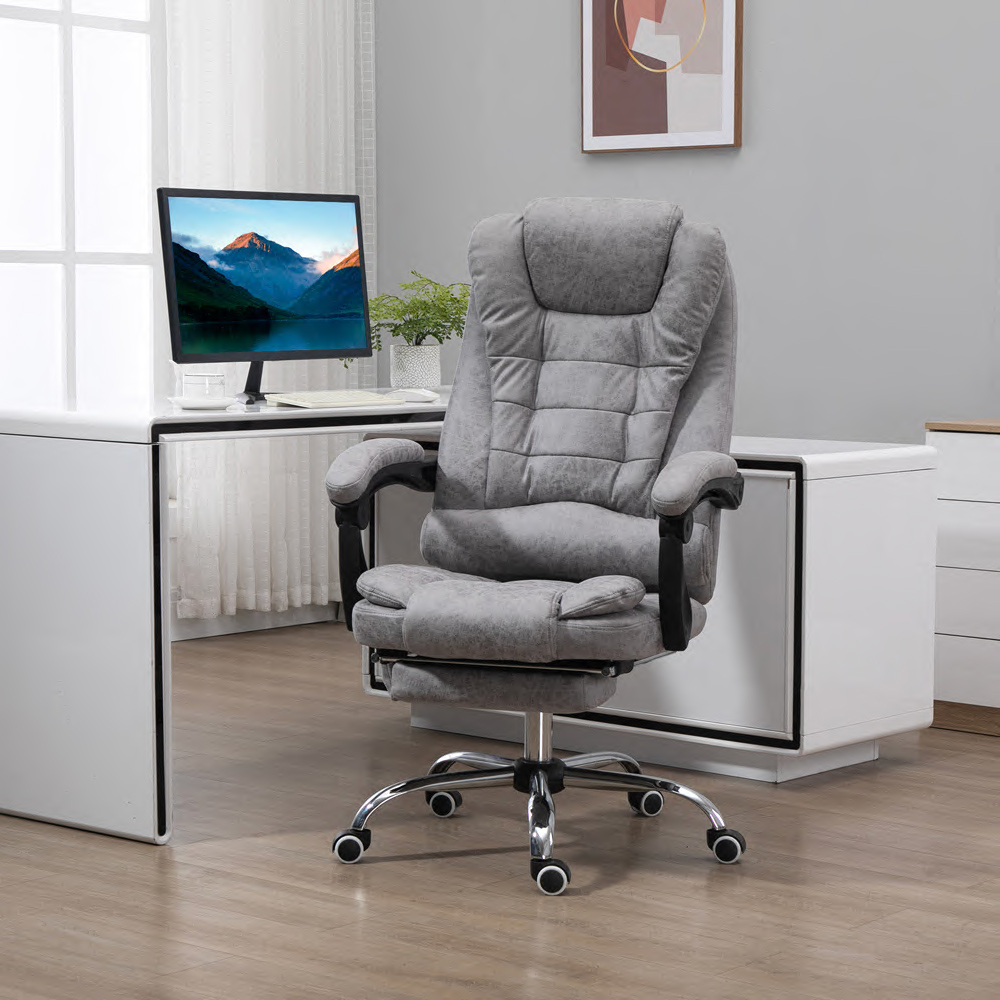 Portland Grey Microfiber Swivel Vibration Massage Ergonomic Office Chair Image 7