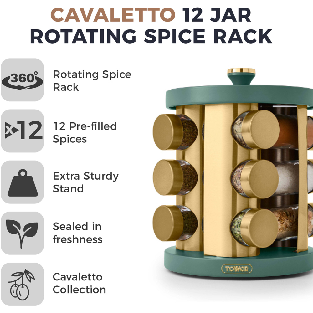 Tower Cavaletto 12 Jars Rotating Spice Rack Image 4