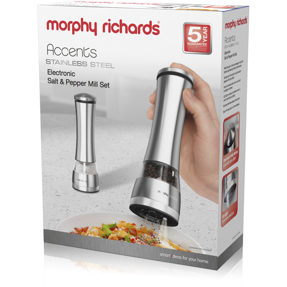 Morphy Richards Stainless Steel Electronic Salt and Pepper Mill Image 3