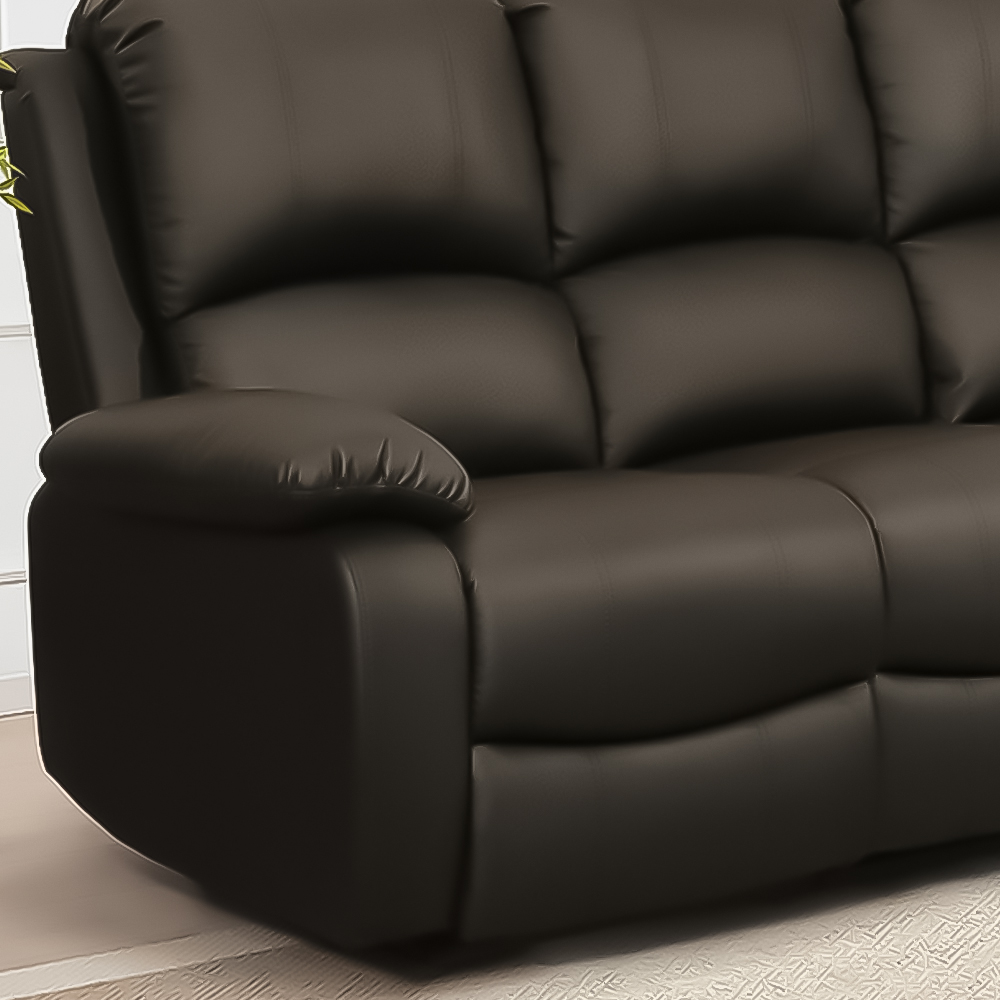 Brooklyn 3 Seater Brown Bonded Leather Manual Recliner Sofa Image 3