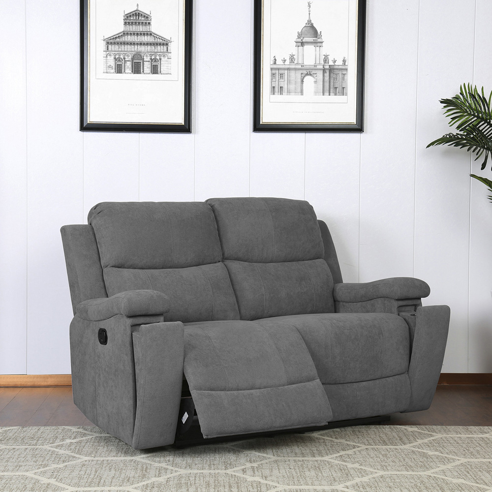 Ledbury 2 Seater Dark Grey Fabric Manual Recliner Sofa Image 2