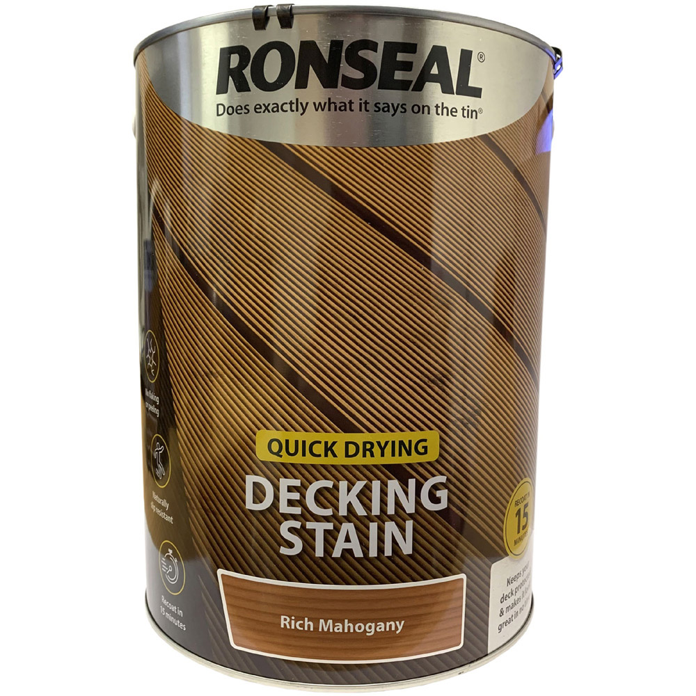 Ronseal Quick Drying Golden Rich Mahogany Stain 5L Image 2