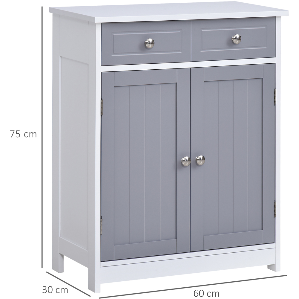 Portland Kleankin 2 Door 2 Drawer Grey and White Bathroom Cabinet Image 8