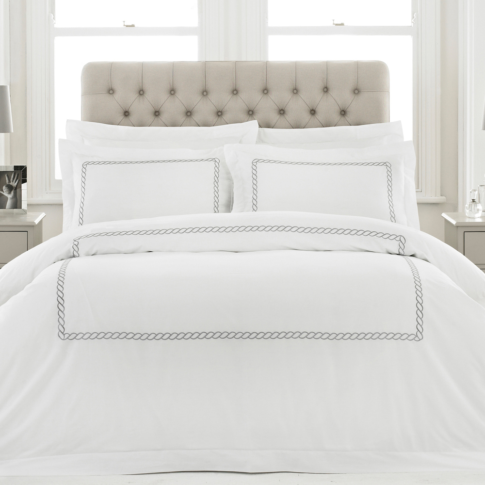 Paoletti Cleopatra Double Silver Duvet Cover Set Image 1