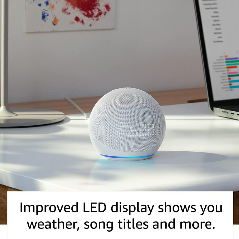 Amazon Echo Dot Smart Speaker with Clock White Image 4