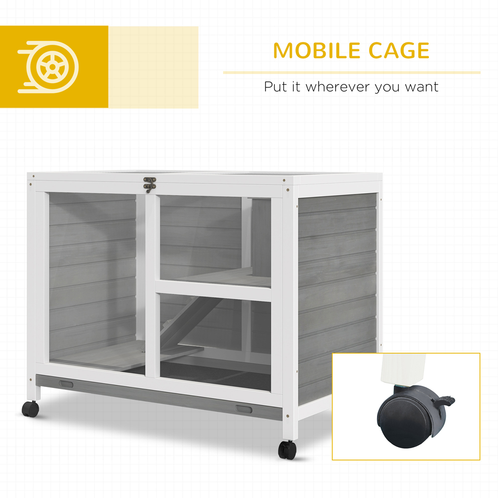 PawHut Grey Wooden Pet House with Tray Image 3