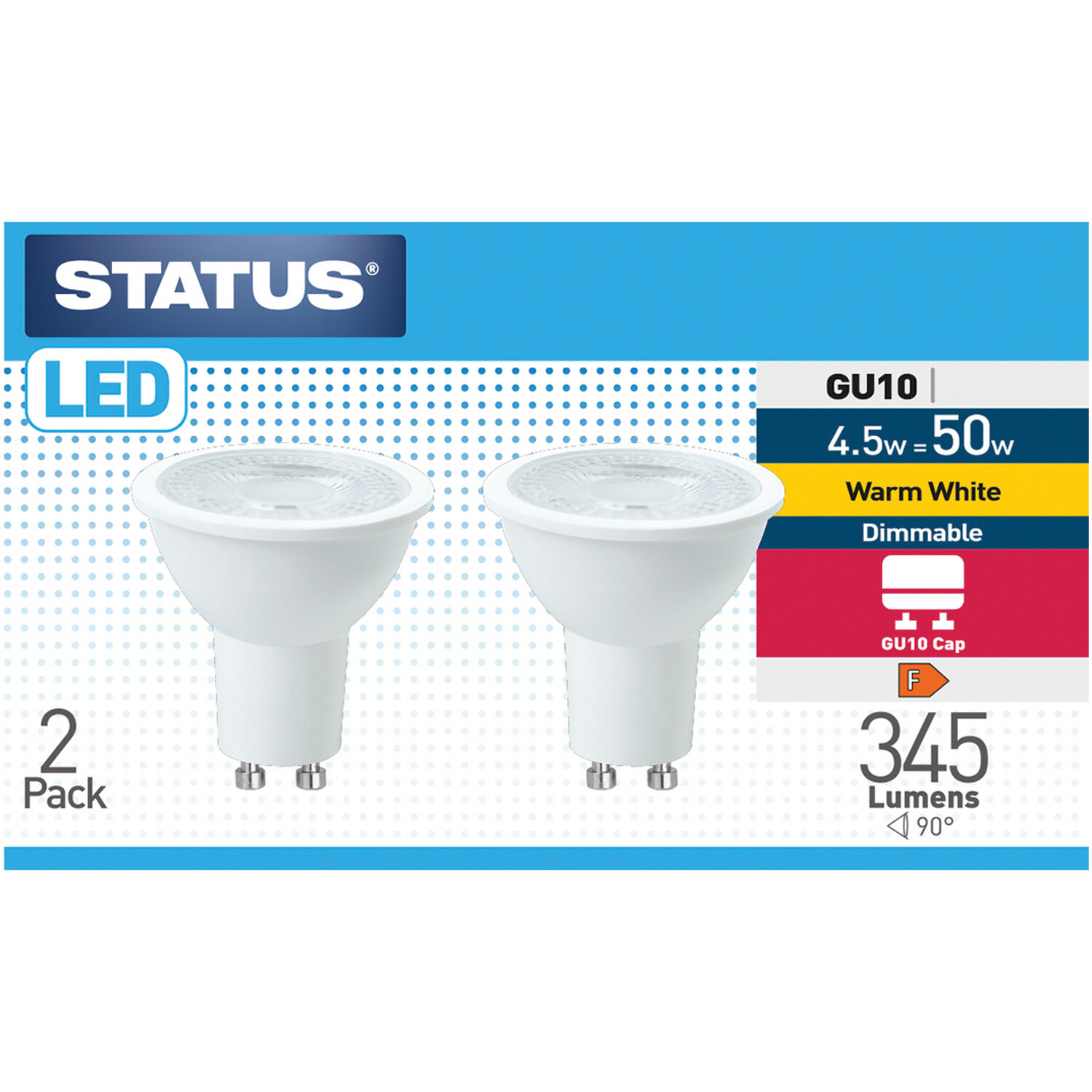 Pack of 2 Status LED 4.5W GU10 Lightbulbs Image 1