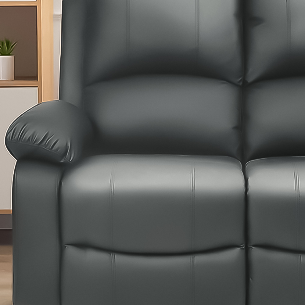 Brooklyn 2 Seater Dark Grey Bonded Leather Manual Recliner Sofa Image 3
