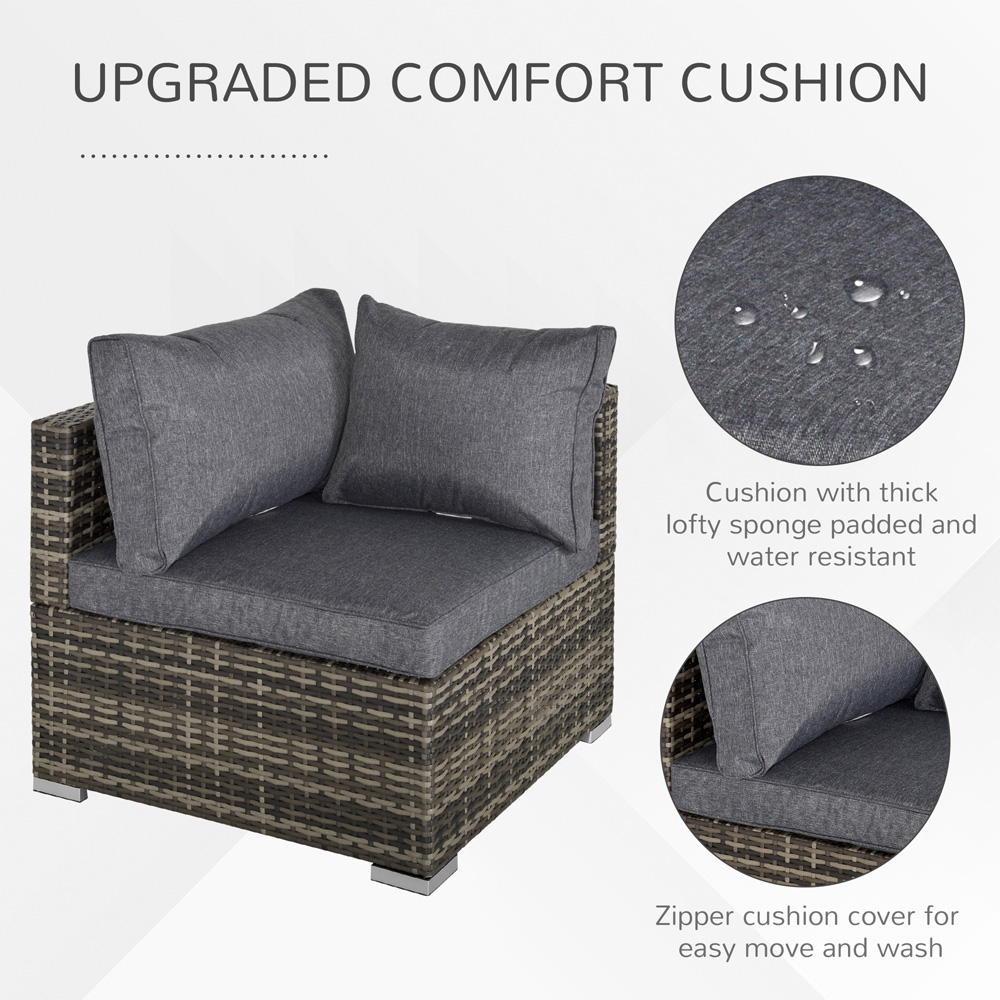 Outsunny Deep Grey Rattan Single Corner Sofa Chair Image 3