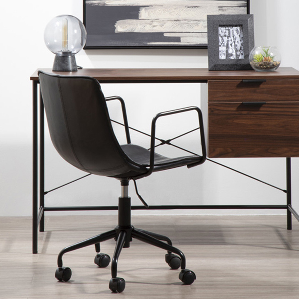 Premier Housewares Branson Grey Leather Swivel Office Chair Image 7