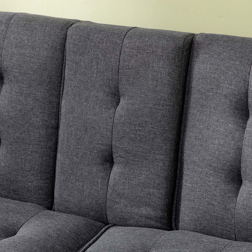 Portland Single Sleeper Grey Upholstered Linen-Feel Sofa Bed Image 3