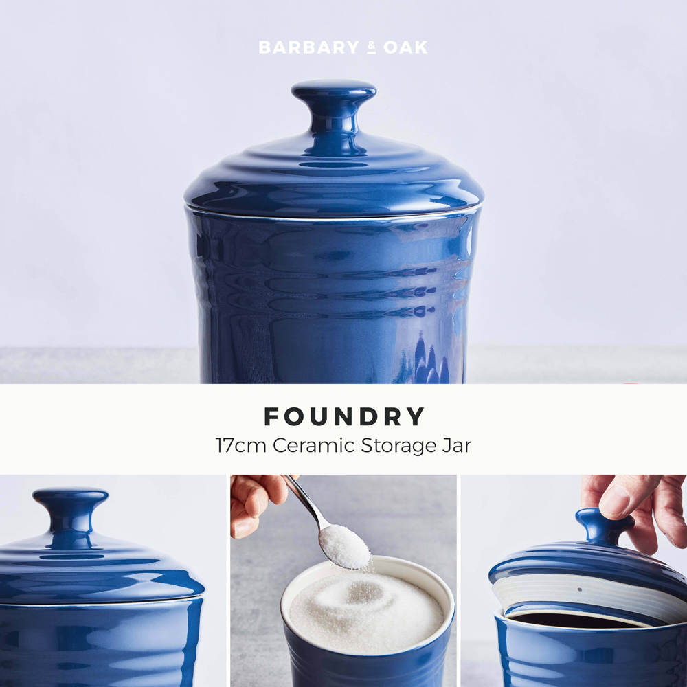 Barbary and Oak 17cm Limoges Blue Ceramic Storage Jar Image 2
